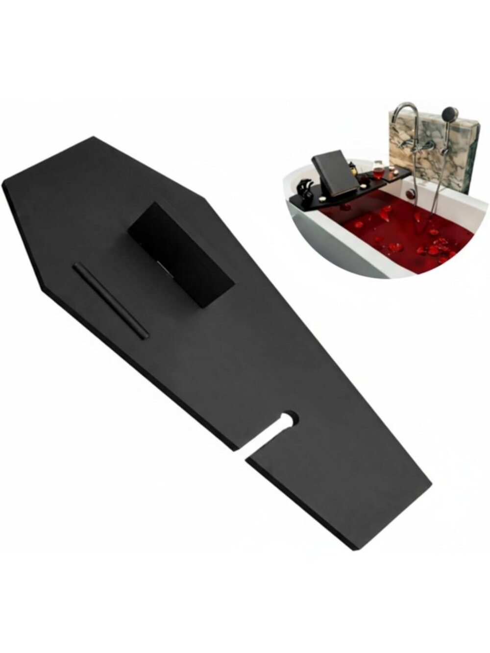 Spooky Coffin Bath Tray with Tablet Stand - Halloween Home Decor & Accessories
